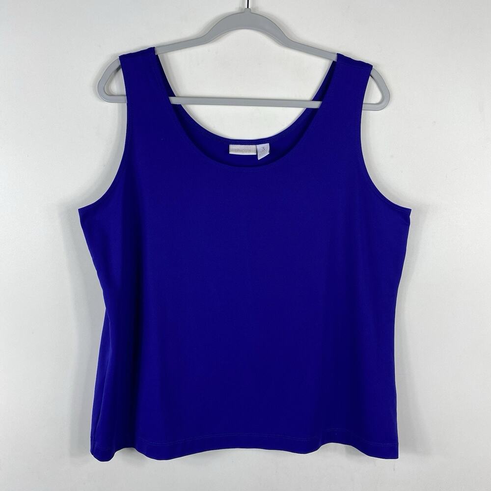 Chico's Tank Top XL 3 16 Purple Microfiber Contemporary Sleeveless Scoop Neck